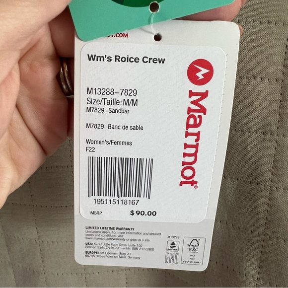 Marmot Tan Quilted Crewneck New Medium - Picture 4 of 4